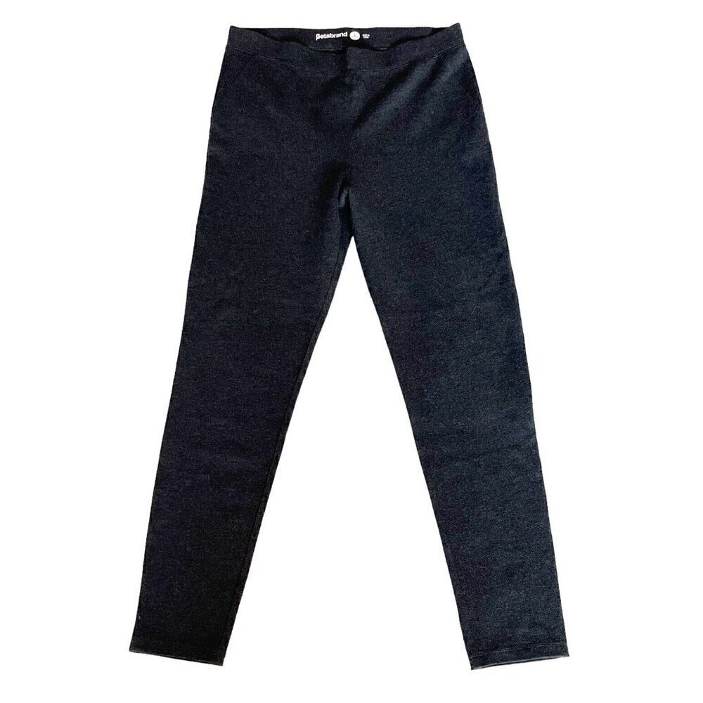 Betabrand Womens Sz LP Large Petite Gray Pull On Ponte Yoga Pants Elastic Waist
